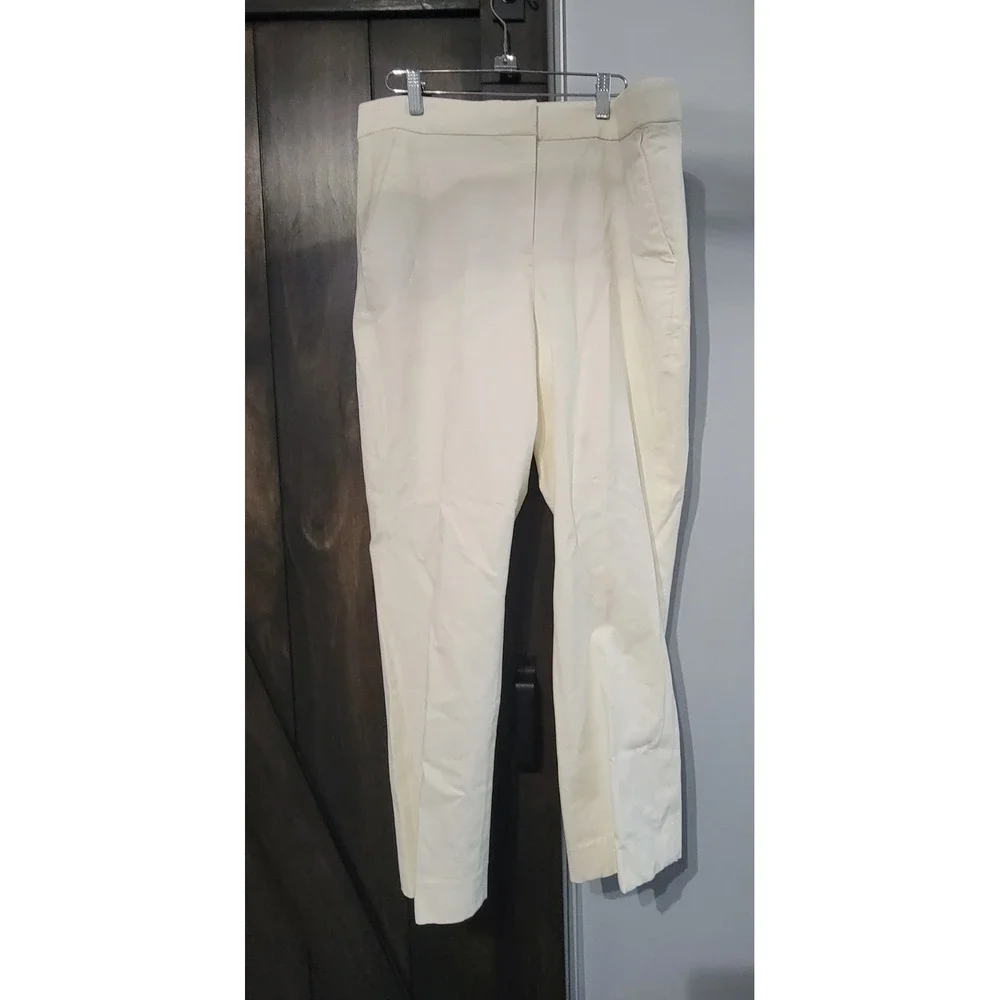 J.Crew Kate Straight-Leg Pant in Bi-Stretch Cotton Blend Ivory NWT flaw Size 14‎